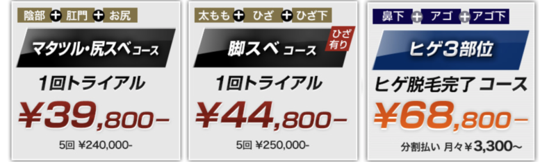ゴリラ脱毛の料金