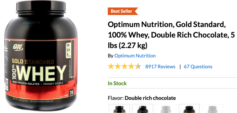 【第1位】Optimum Nutrition, ゴールド スタンダード、100%ホエイ、ダブル リッチ チョコレート、7.64 lb (3.47 kg)